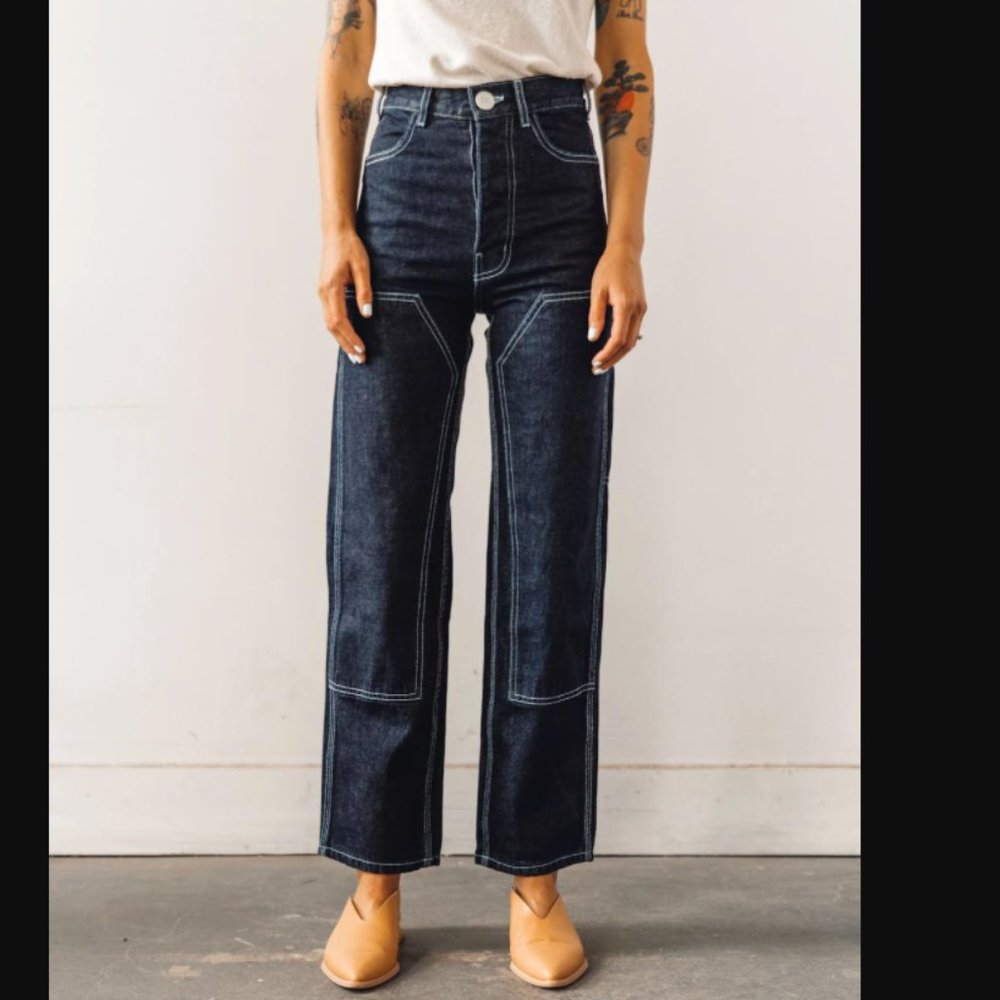 SOLD--- Jesse Kamm Handy pants in dark blue japanese denim